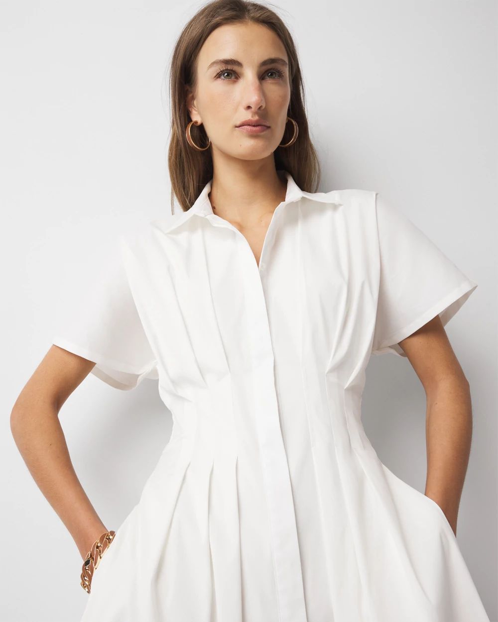 Poplin Corset Shirt Dress | White House Black Market
